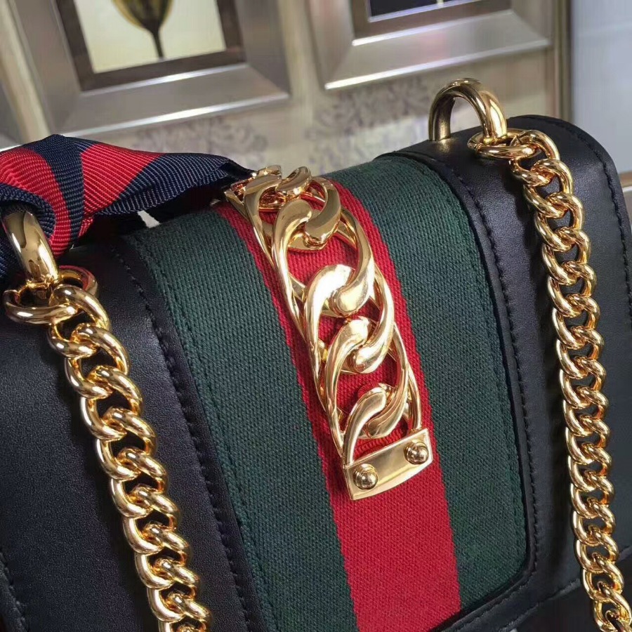 GUCCI Sylvie leather mini chain bag, handbags