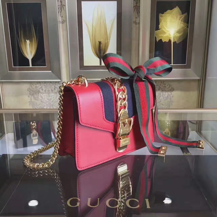 GUCCI Sylvie leather mini chain bag, handbags