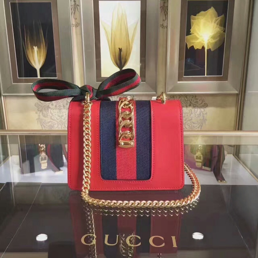 GUCCI Sylvie leather mini chain bag, handbags