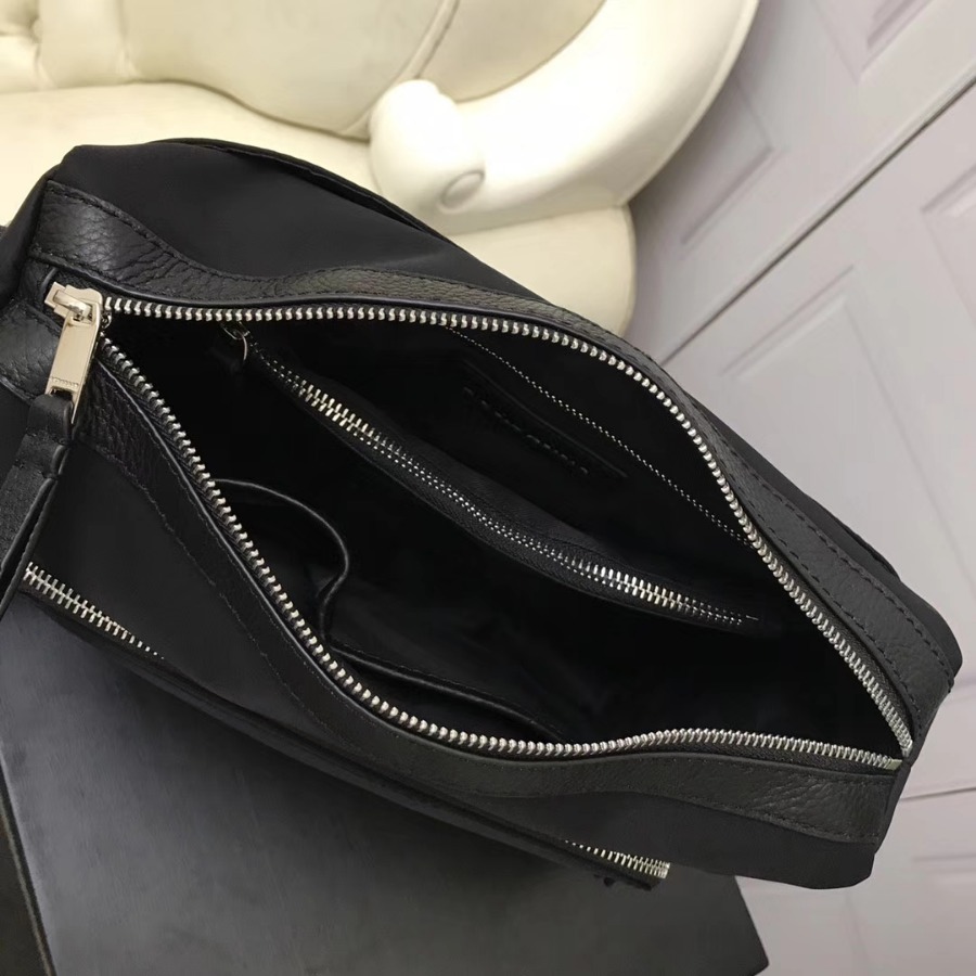 Burberry, 40161641, Leather Trim Messenger Bag Black