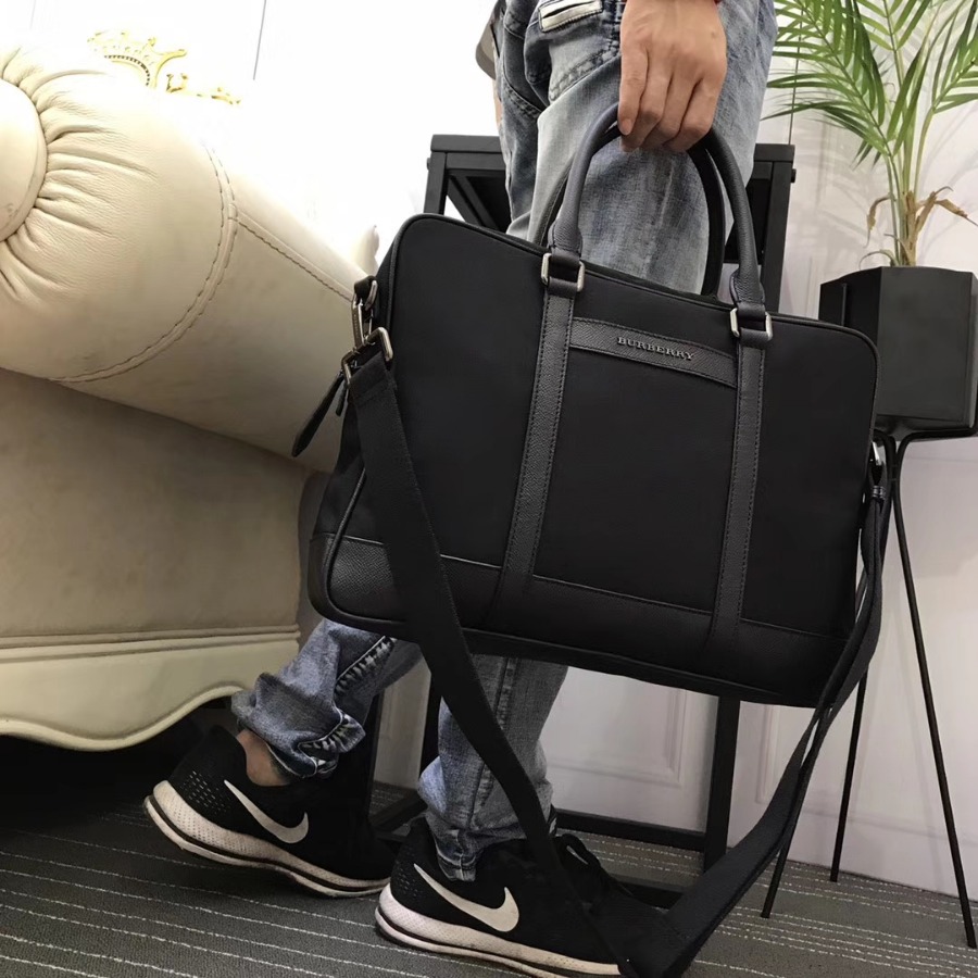 Burberry, 39583521, Crossbody briefcase with leather trim