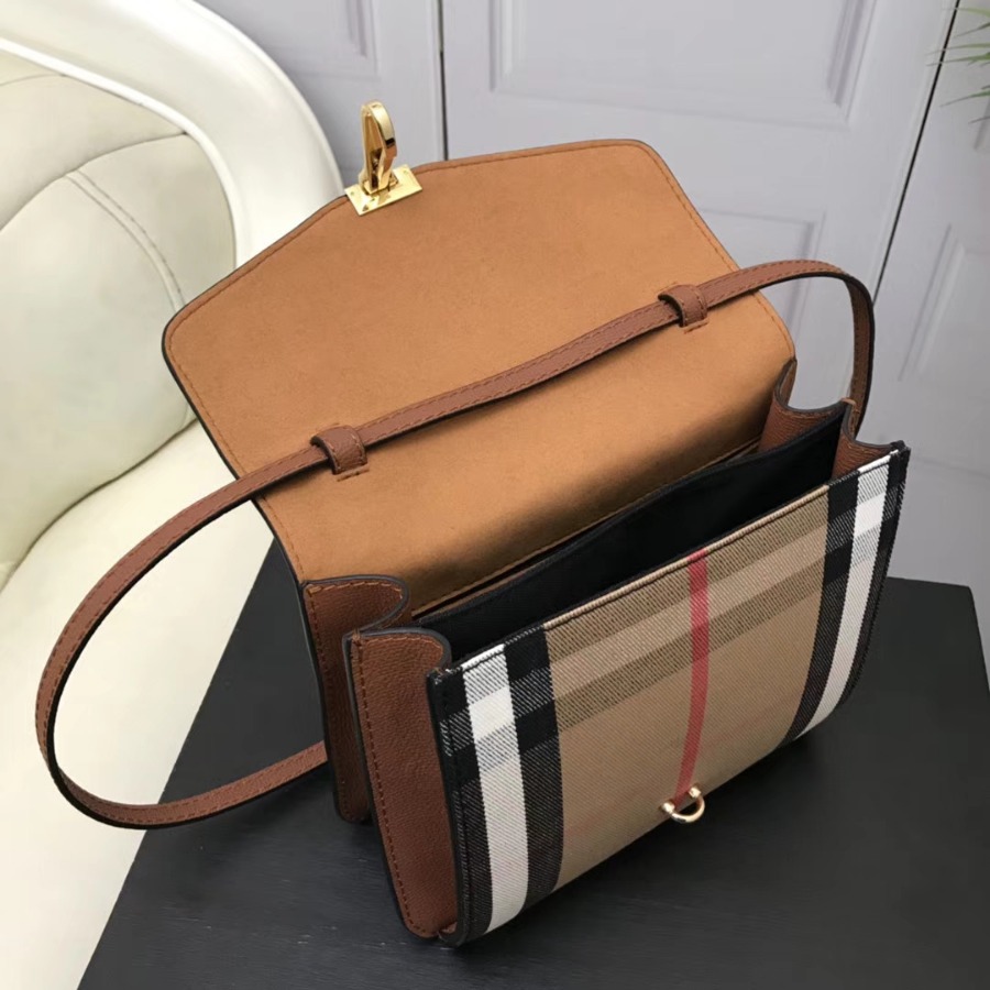 Burberry, 39808251, Small Leather and House Check Crossbody Bag