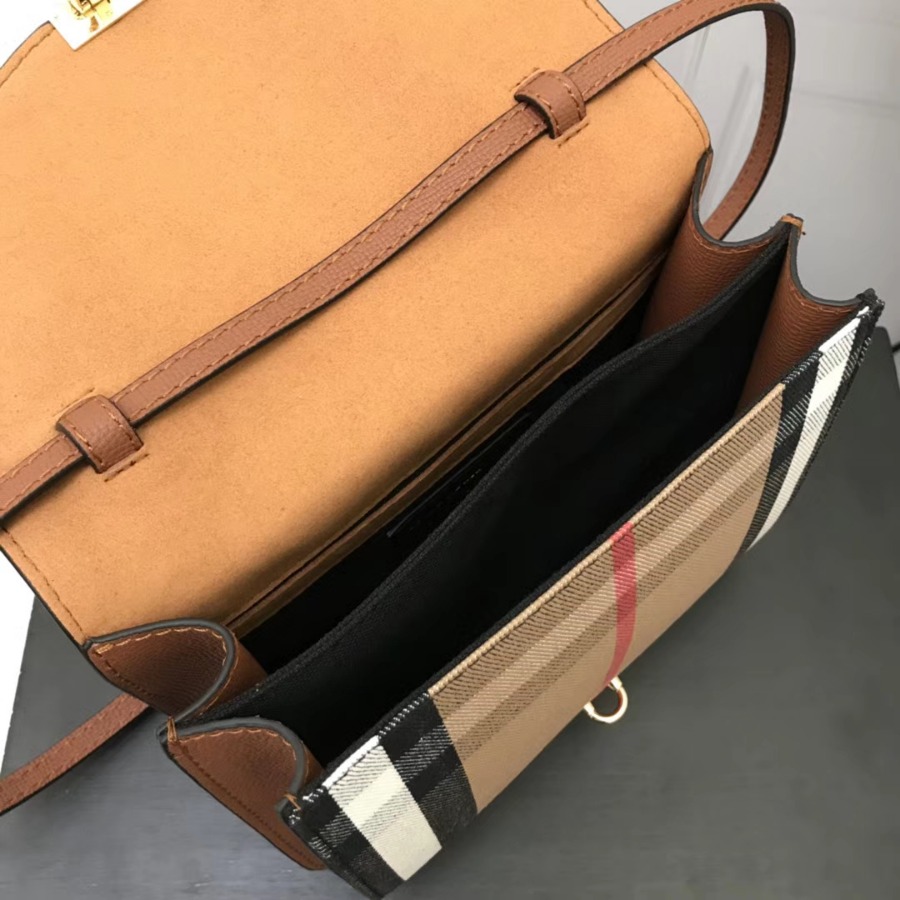 Burberry, 39808251, Small Leather and House Check Crossbody Bag