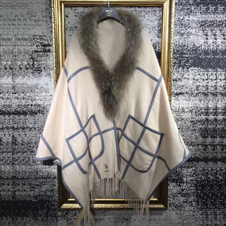BURBERRY Check Cashmere Poncho, 100% CASHMERE