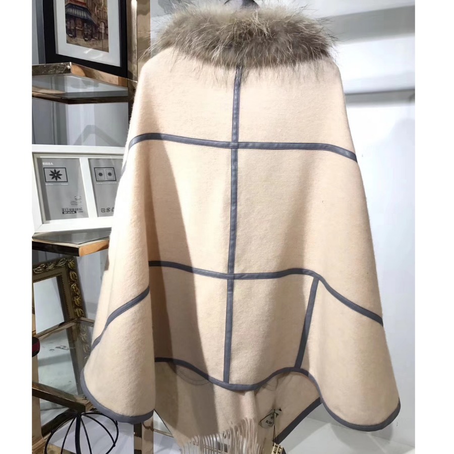 BURBERRY Check Cashmere Poncho, 100% CASHMERE