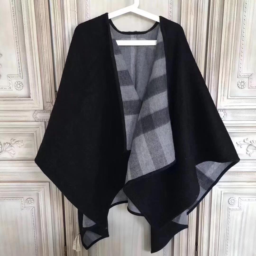 BURBERRY Check Cashmere Poncho, 100% CASHMERE