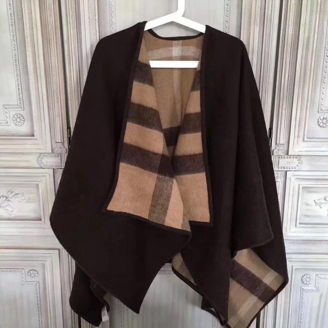 BURBERRY Check Cashmere Poncho, 100% CASHMERE