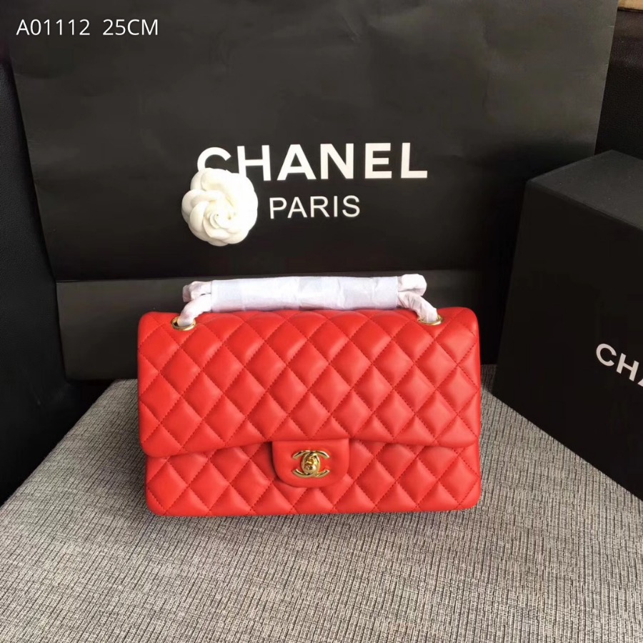 A01112, Chanel Classic Handbag & Cross Body Bag, LAMBSKIN, Original Quality