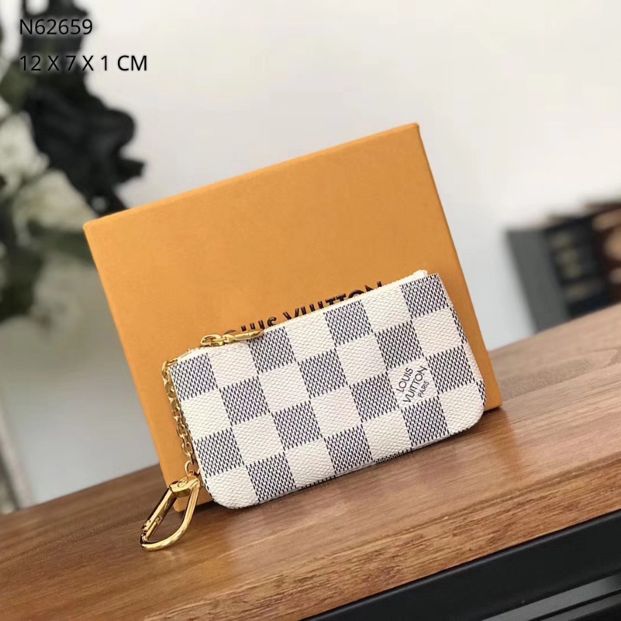 N62659, LOUIS VUITTON LV, KEY POUCH Damier Azur Canvas