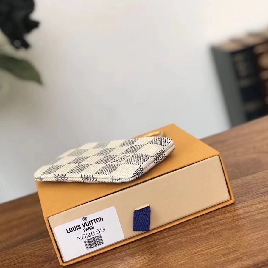 N62659, LOUIS VUITTON LV, KEY POUCH Damier Azur Canvas