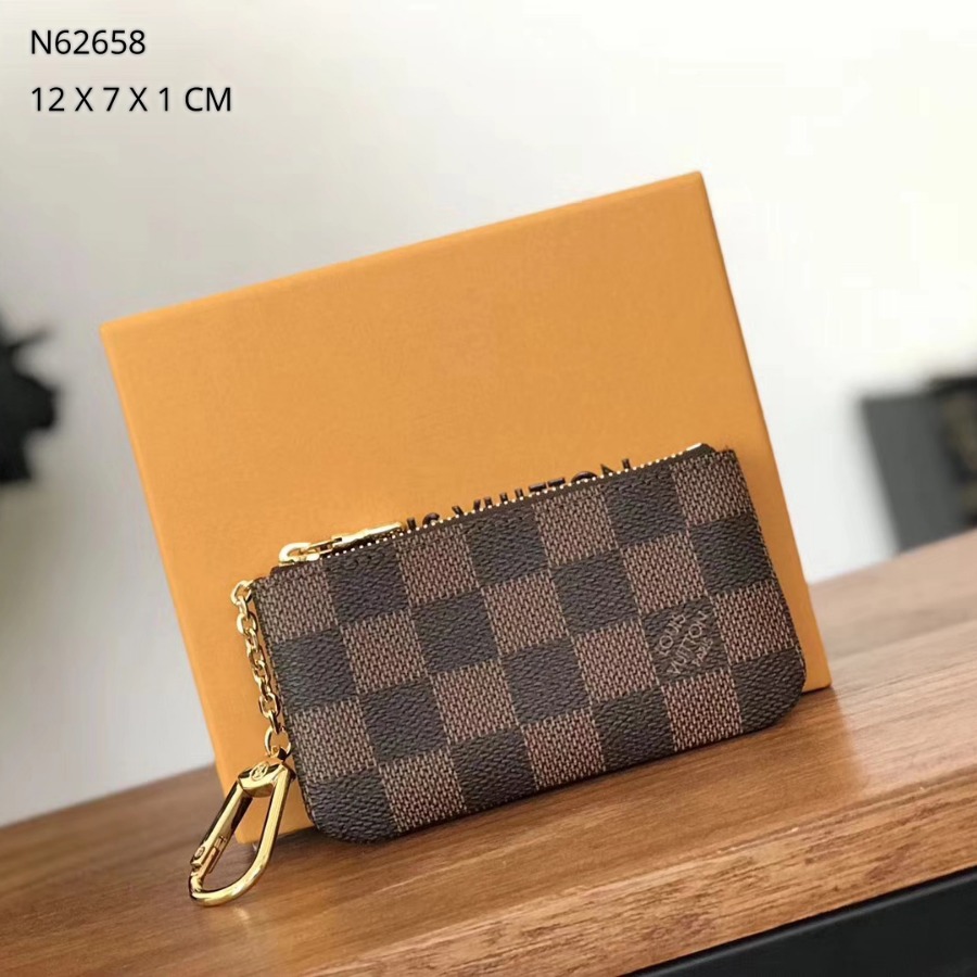 N62658, LOUIS VUITTON LV, KEY POUCH Damier Ebene Canvas