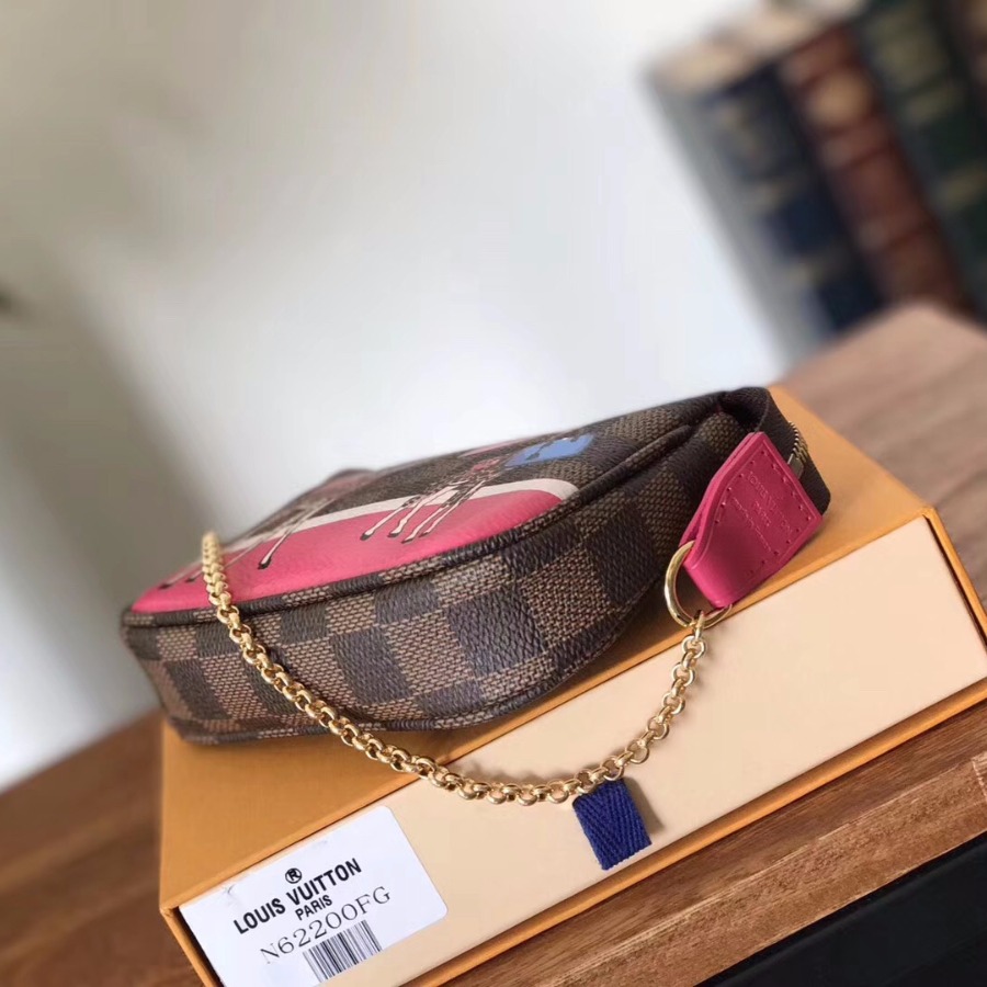 N62200FG, LOUIS VUITTON LV MINI POCHETTE ACCESSOIRES, Damier Ebene Canvas