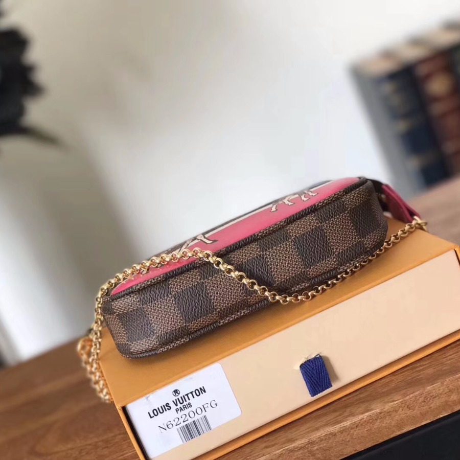 N62200FG, LOUIS VUITTON LV MINI POCHETTE ACCESSOIRES, Damier Ebene Canvas