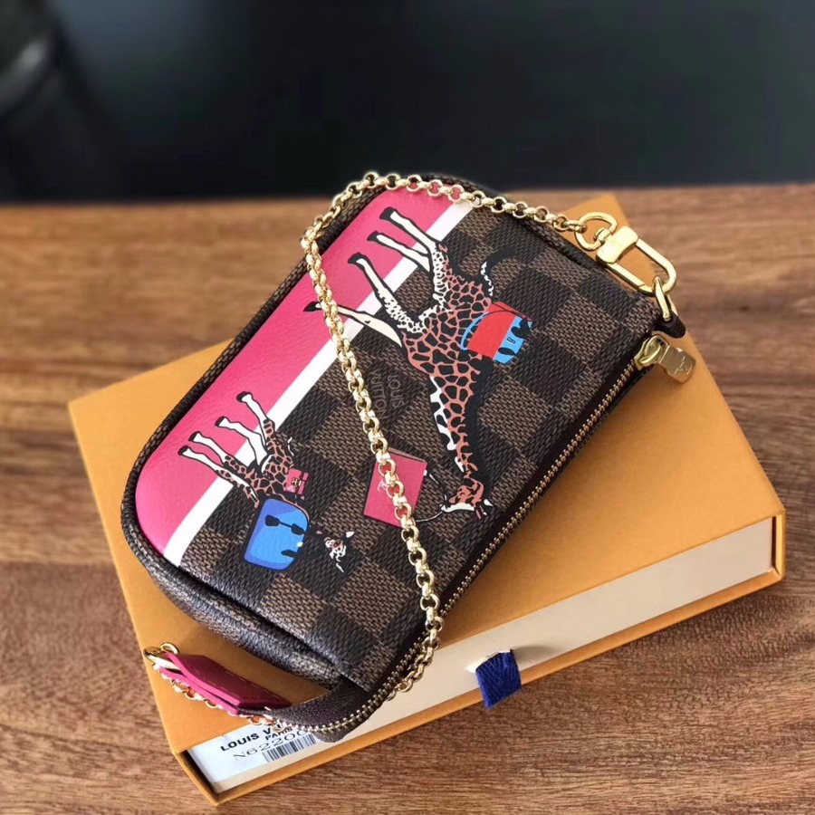 N62200FG, LOUIS VUITTON LV MINI POCHETTE ACCESSOIRES, Damier Ebene Canvas