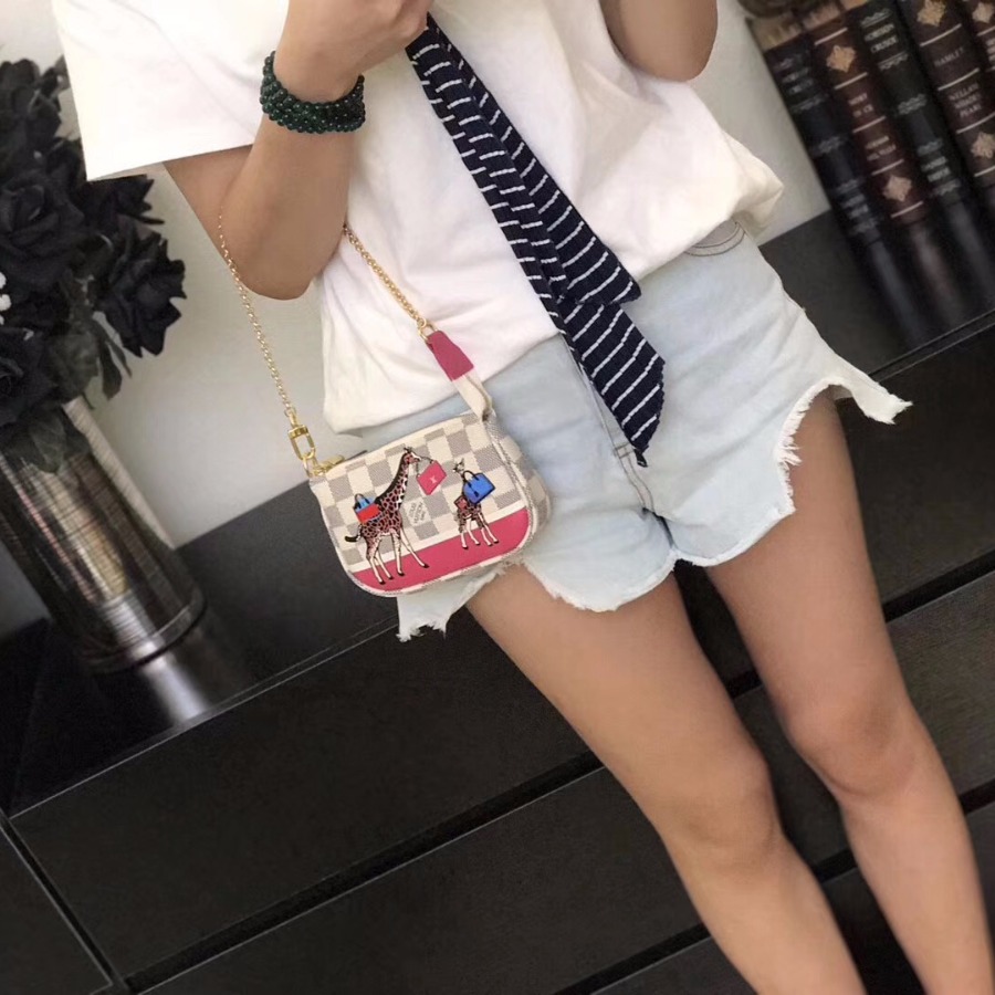 N62200, LOUIS VUITTON LV MINI POCHETTE ACCESSOIRES, Damier Azur Canvas