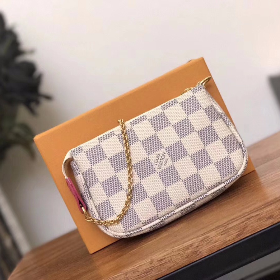 N62200, LOUIS VUITTON LV MINI POCHETTE ACCESSOIRES, Damier Azur Canvas