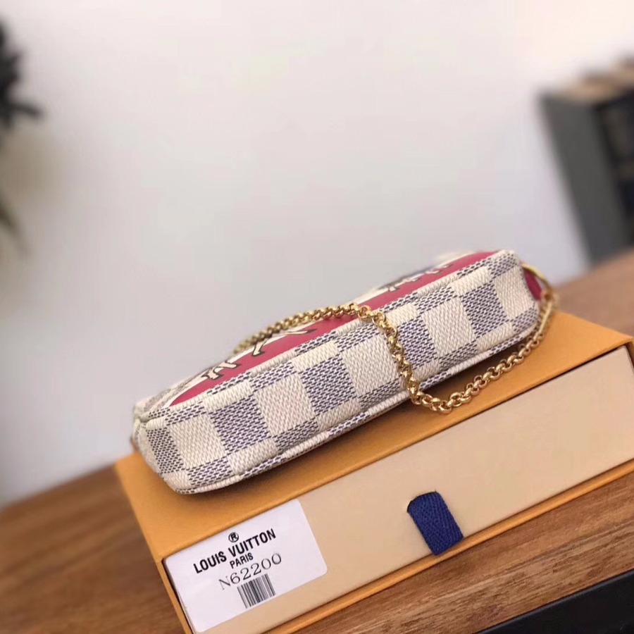 N62200, LOUIS VUITTON LV MINI POCHETTE ACCESSOIRES, Damier Azur Canvas