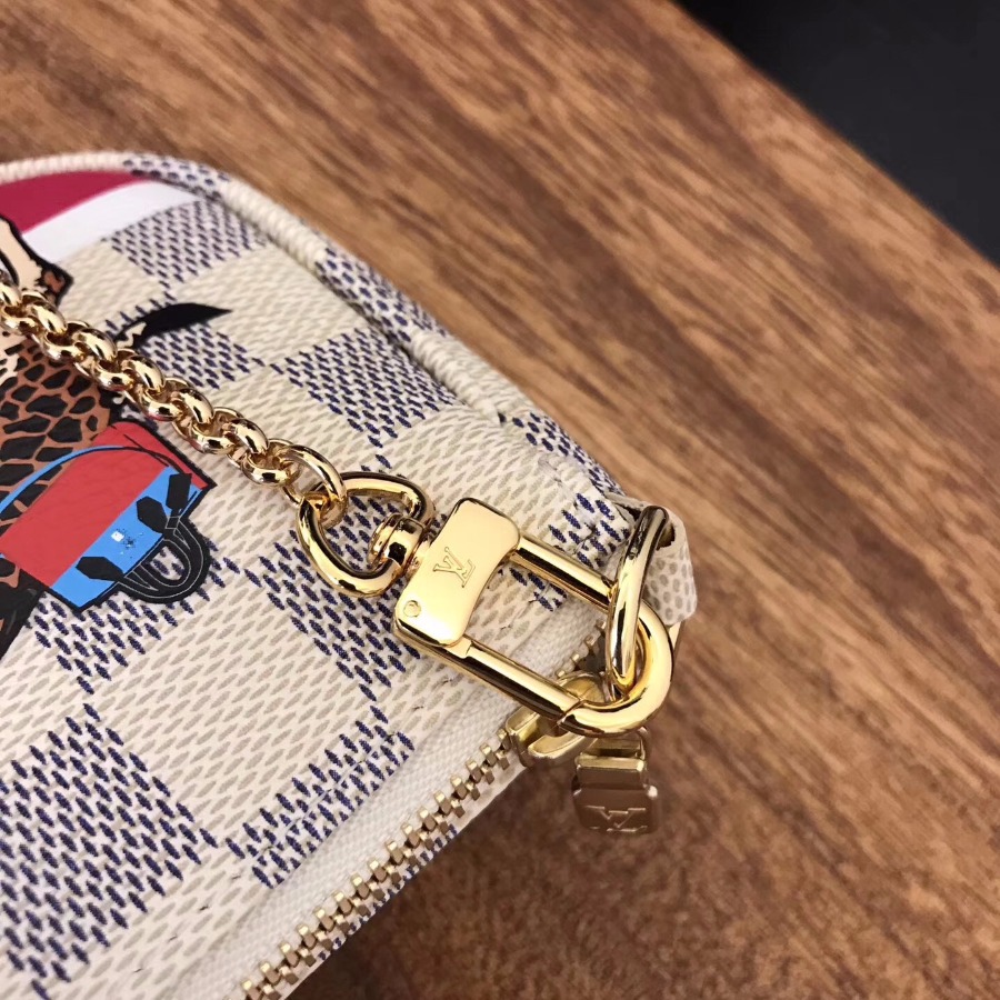 N62200, LOUIS VUITTON LV MINI POCHETTE ACCESSOIRES, Damier Azur Canvas