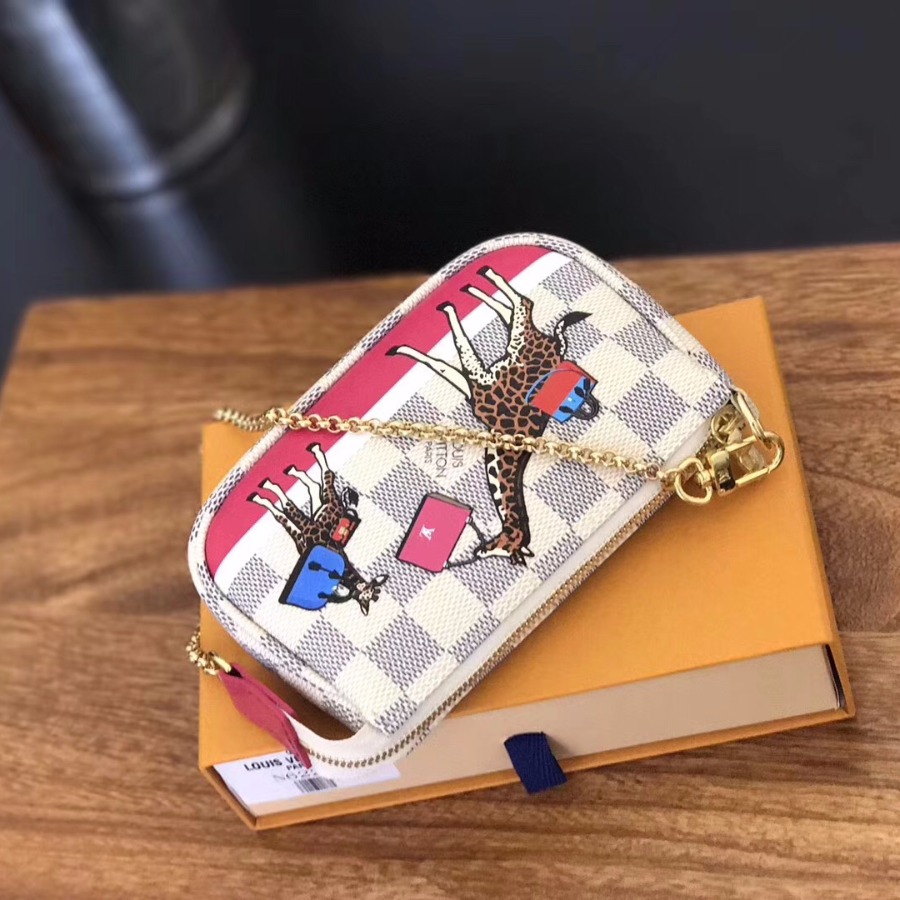 N62200, LOUIS VUITTON LV MINI POCHETTE ACCESSOIRES, Damier Azur Canvas