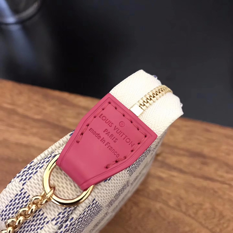 N62200, LOUIS VUITTON LV MINI POCHETTE ACCESSOIRES, Damier Azur Canvas