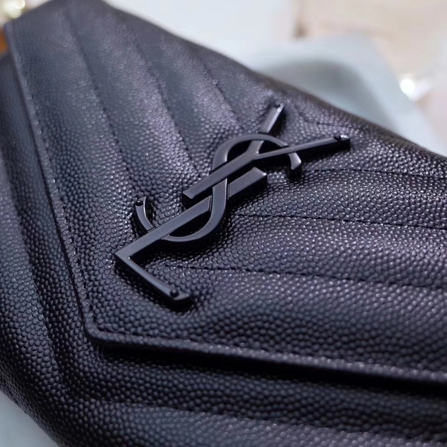 YSL Saint Laurent, LARGE MONOGRAM FLAP WALLET GRAIN DE POUDRE TEXTURED MATELASSÉ LEATHER