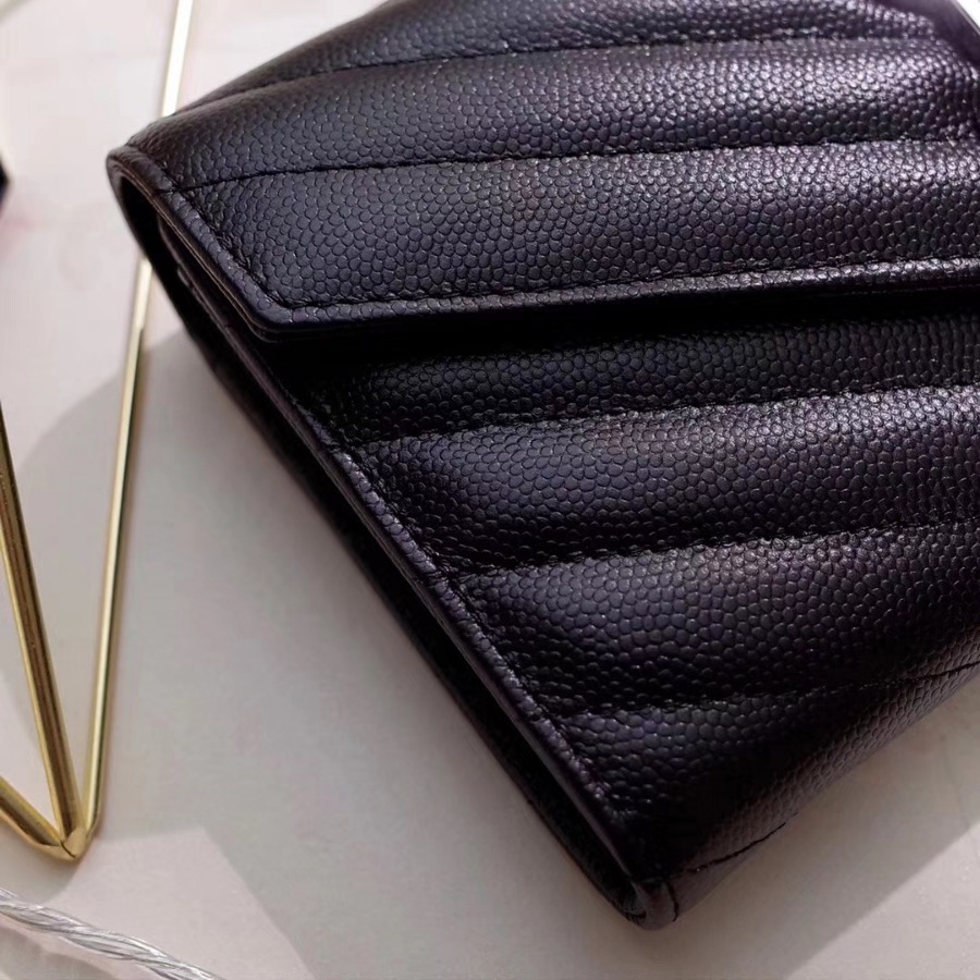 YSL Saint Laurent, LARGE MONOGRAM FLAP WALLET GRAIN DE POUDRE TEXTURED MATELASSÉ LEATHER