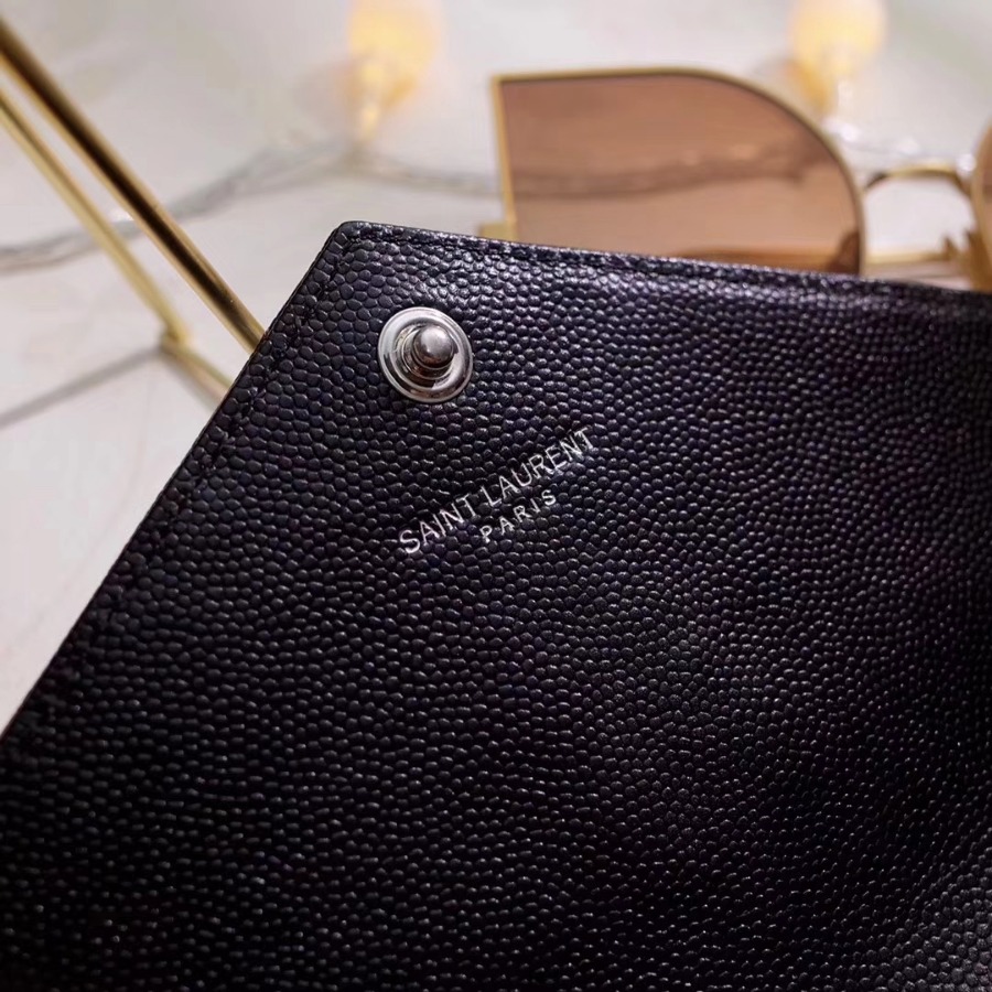 YSL Saint Laurent, LARGE MONOGRAM FLAP WALLET GRAIN DE POUDRE TEXTURED MATELASSÉ LEATHER