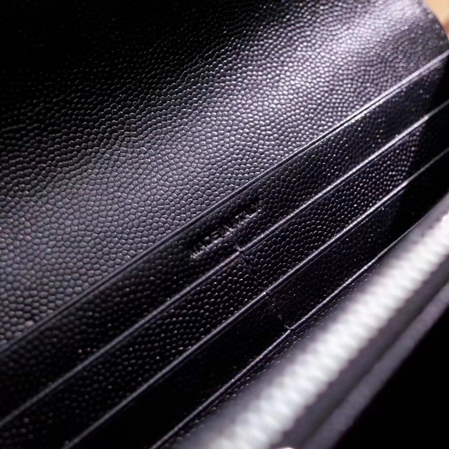 YSL Saint Laurent, LARGE MONOGRAM FLAP WALLET GRAIN DE POUDRE TEXTURED MATELASSÉ LEATHER