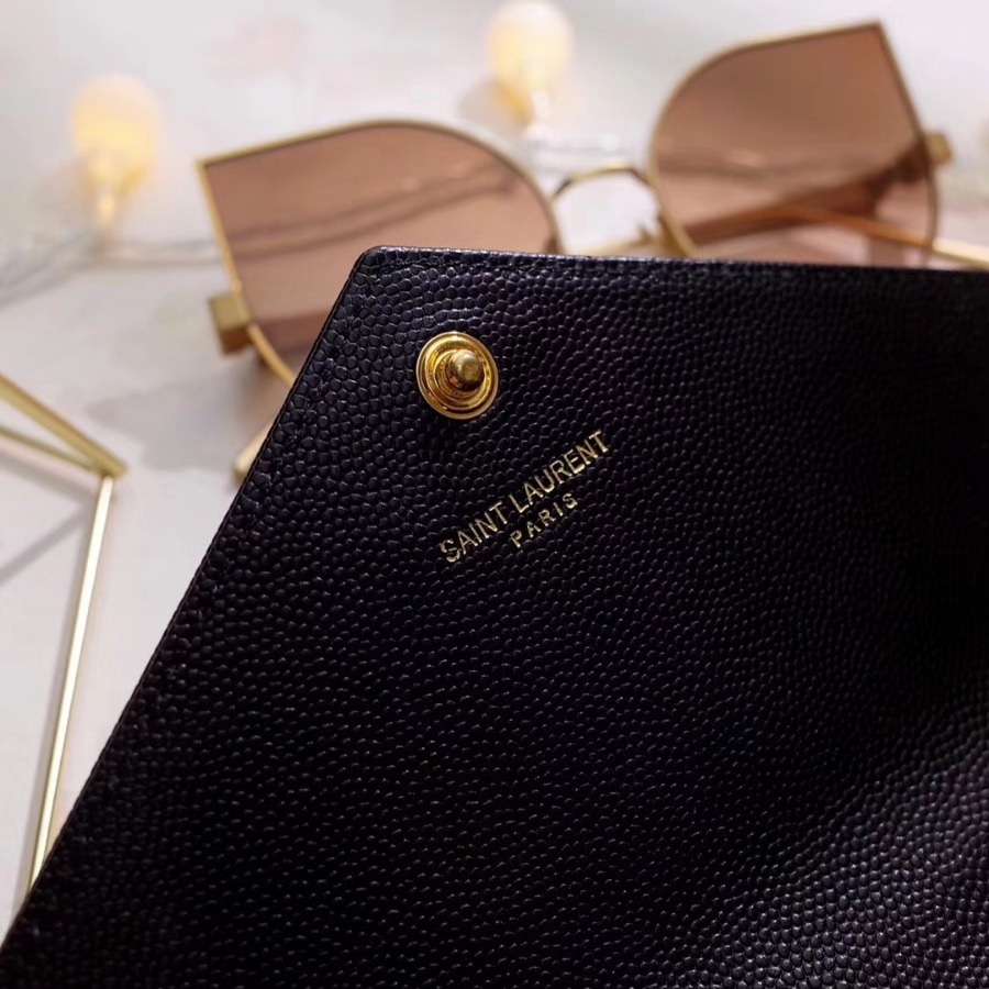 YSL Saint Laurent, LARGE MONOGRAM FLAP WALLET GRAIN DE POUDRE TEXTURED MATELASSÉ LEATHER