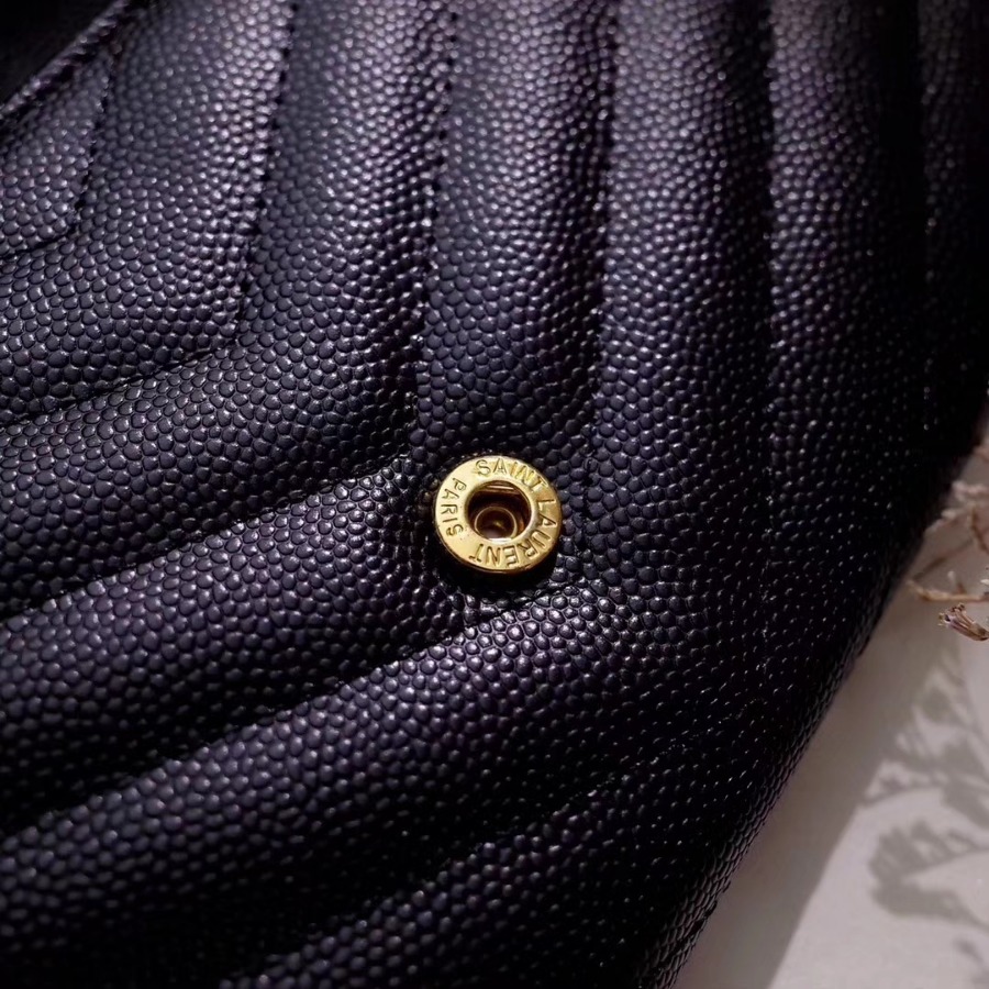 YSL Saint Laurent, LARGE MONOGRAM FLAP WALLET GRAIN DE POUDRE TEXTURED MATELASSÉ LEATHER