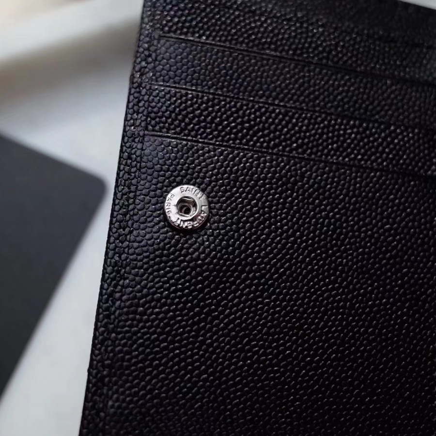 YSL Saint Laurent, MONOGRAM COMPACT ZIP AROUND WALLET GRAIN DE POUDRE TEXTURED MATELASSÉ LEATHER