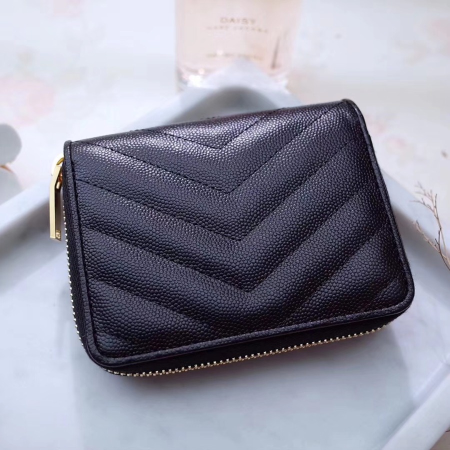 YSL Saint Laurent, MONOGRAM COMPACT ZIP AROUND WALLET GRAIN DE POUDRE TEXTURED MATELASSÉ LEATHER