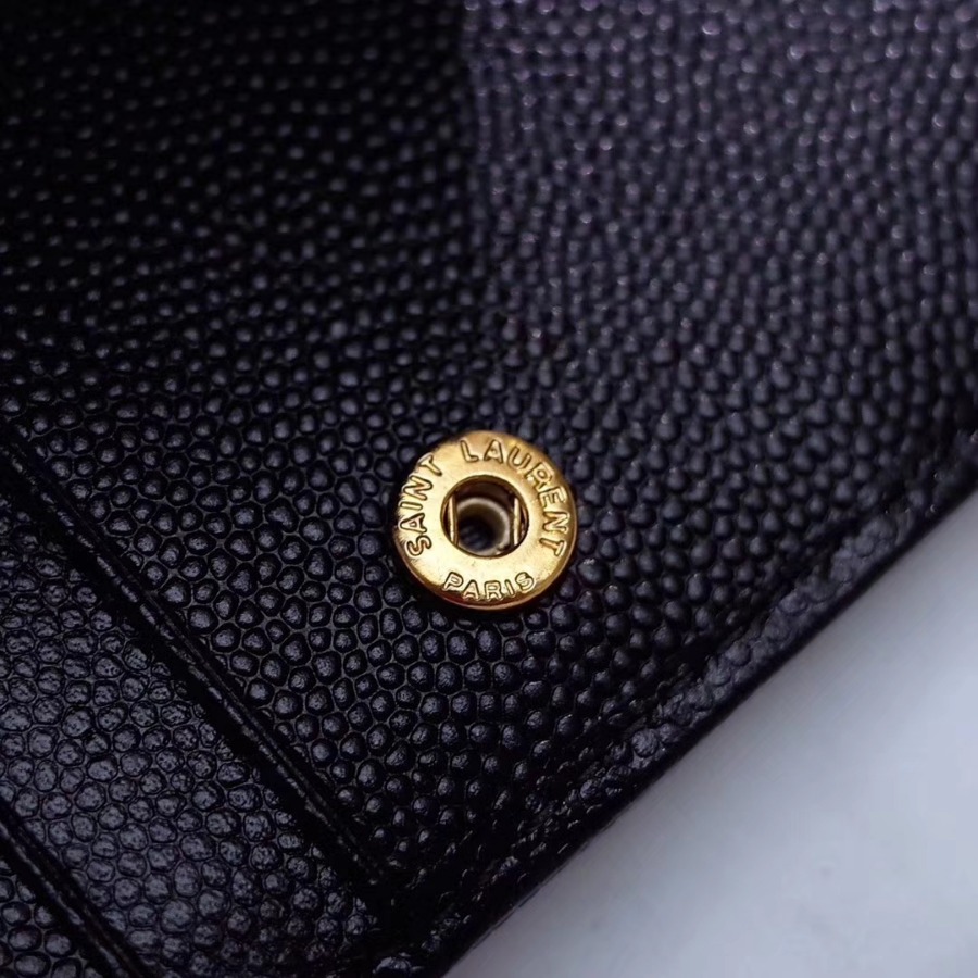 YSL Saint Laurent, MONOGRAM COMPACT ZIP AROUND WALLET GRAIN DE POUDRE TEXTURED MATELASSÉ LEATHER