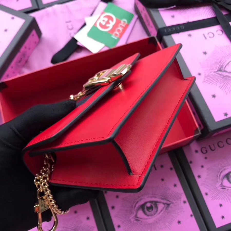GUCCI Sylvie leather mini chain bag, 494646, Chain shoulder strap with 23.5 inches drop