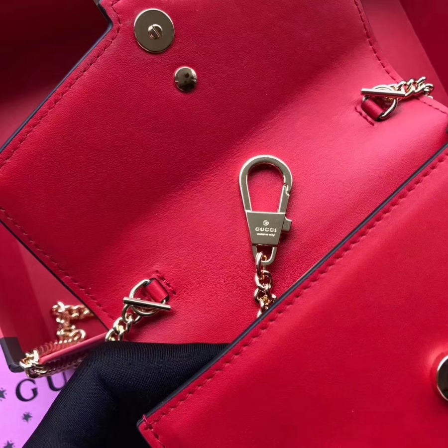 GUCCI Sylvie leather mini chain bag, 494646, Chain shoulder strap with 23.5 inches drop