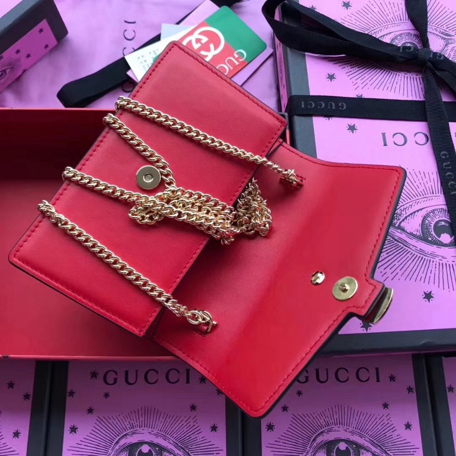 GUCCI Sylvie leather mini chain bag, 494646, Chain shoulder strap with 23.5 inches drop