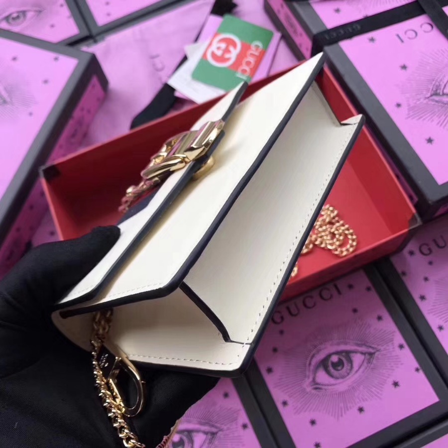 GUCCI Sylvie leather mini chain bag, 494646, Chain shoulder strap with 23.5 inches drop