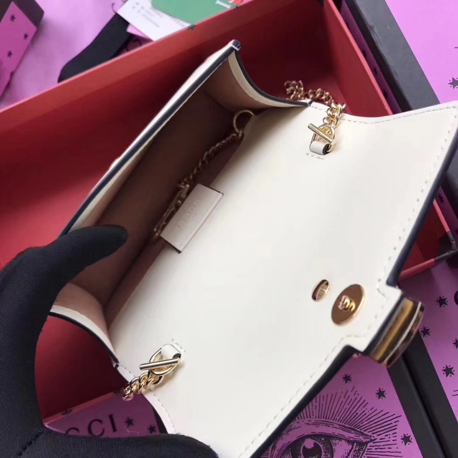 GUCCI Sylvie leather mini chain bag, 494646, Chain shoulder strap with 23.5 inches drop
