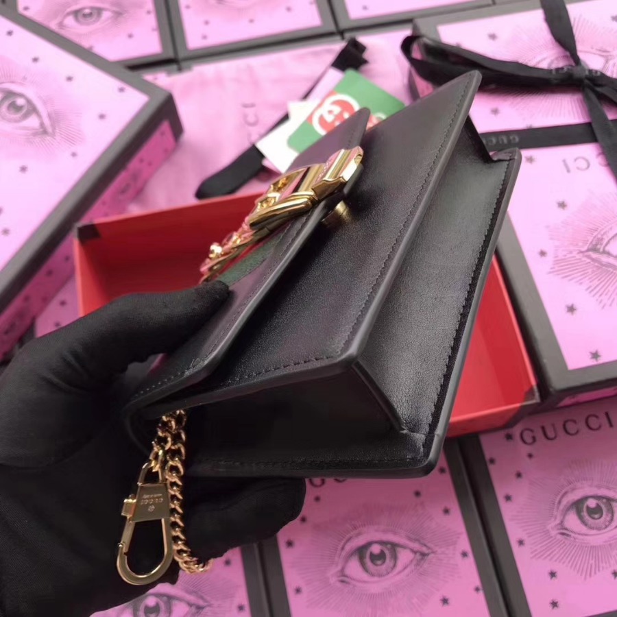 GUCCI Sylvie leather mini chain bag, 494646, Chain shoulder strap with 23.5 inches drop