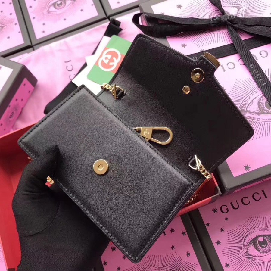 GUCCI Sylvie leather mini chain bag, 494646, Chain shoulder strap with 23.5 inches drop