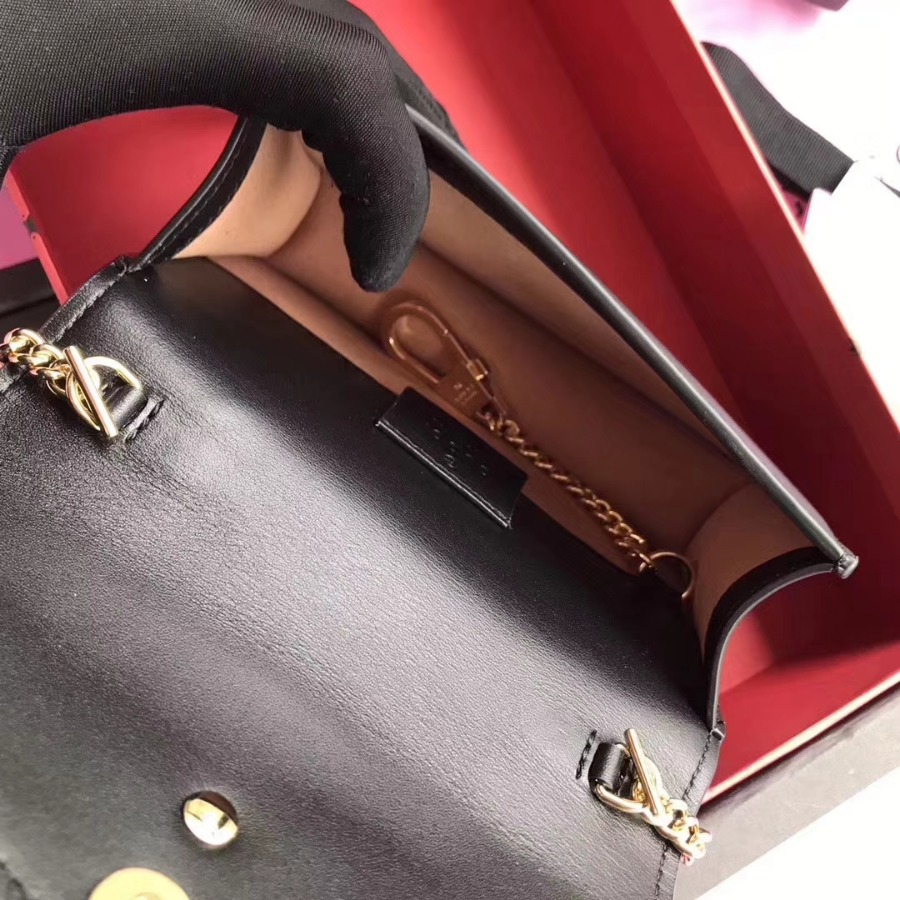 GUCCI Sylvie leather mini chain bag, 494646, Chain shoulder strap with 23.5 inches drop