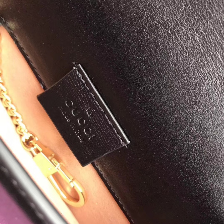 GUCCI Sylvie leather mini chain bag, 494646, Chain shoulder strap with 23.5 inches drop