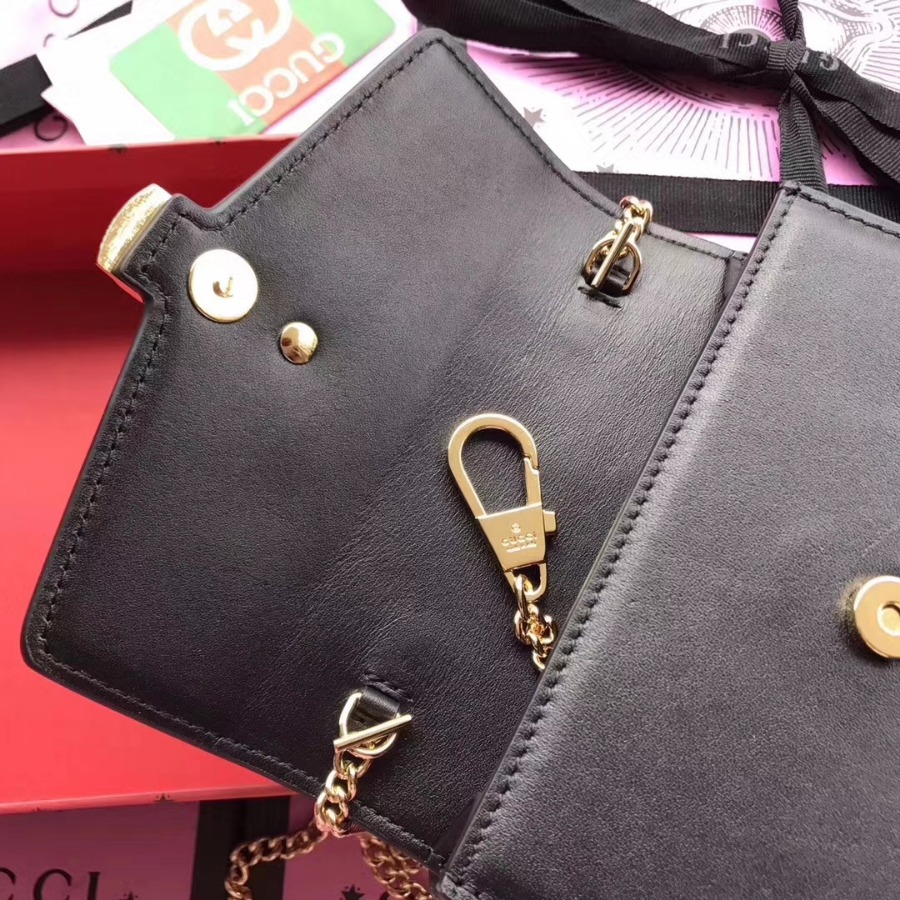 GUCCI Sylvie leather mini chain bag, 494646, Chain shoulder strap with 23.5 inches drop