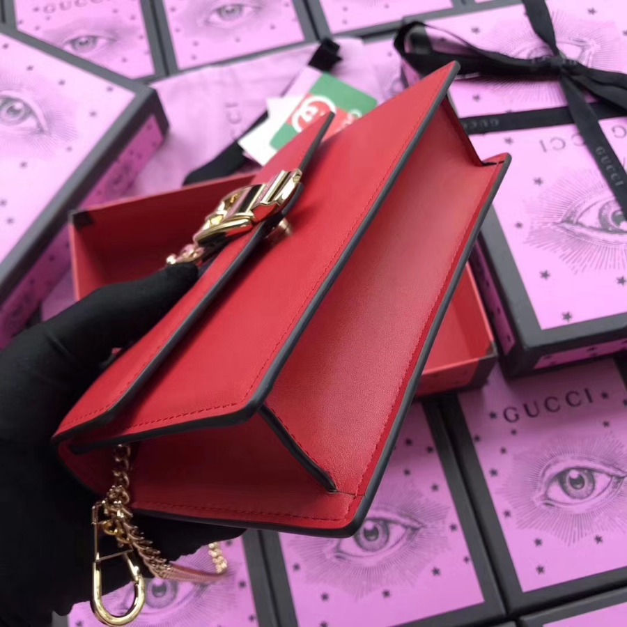 GUCCI Sylvie leather mini chain bag, 494642, Chain shoulder strap with 23.5 inches drop