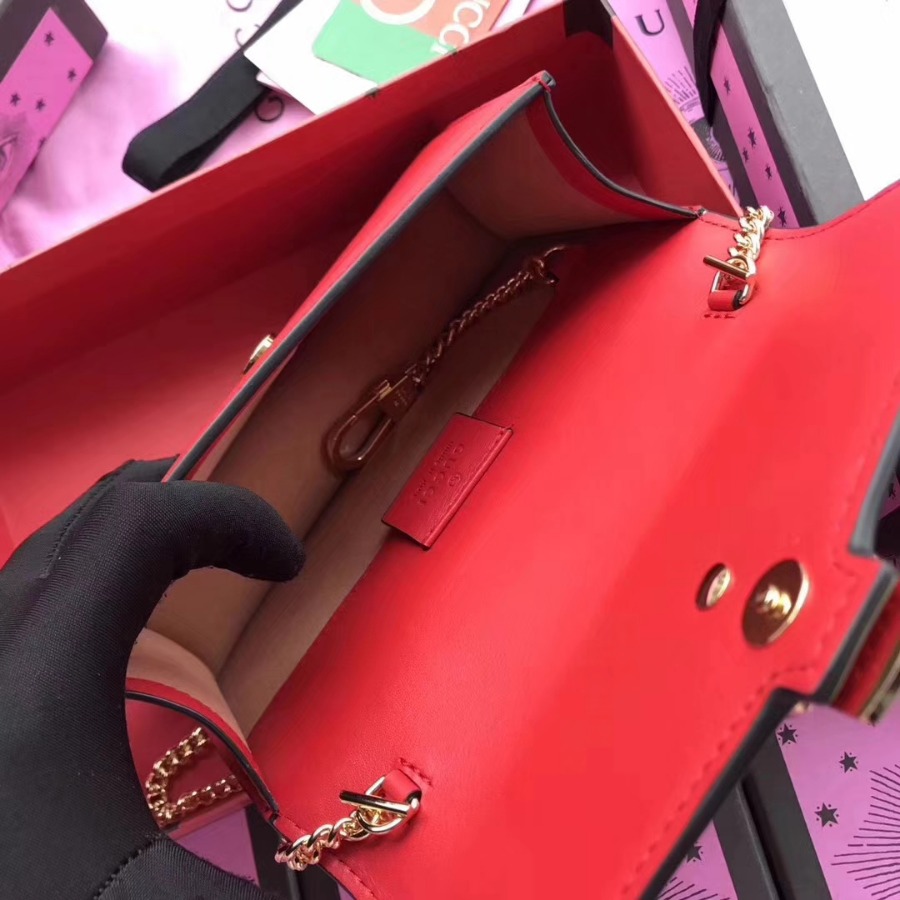 GUCCI Sylvie leather mini chain bag, 494642, Chain shoulder strap with 23.5 inches drop