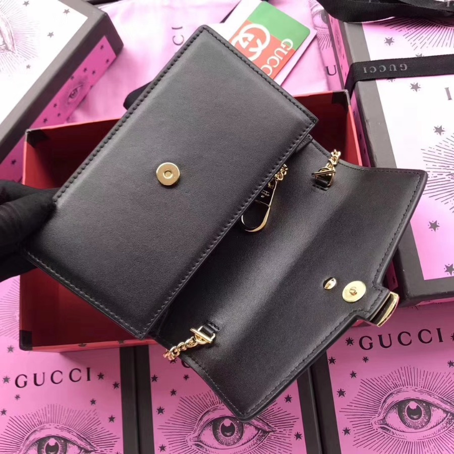 GUCCI Sylvie leather mini chain bag, 494642, Chain shoulder strap with 23.5 inches drop
