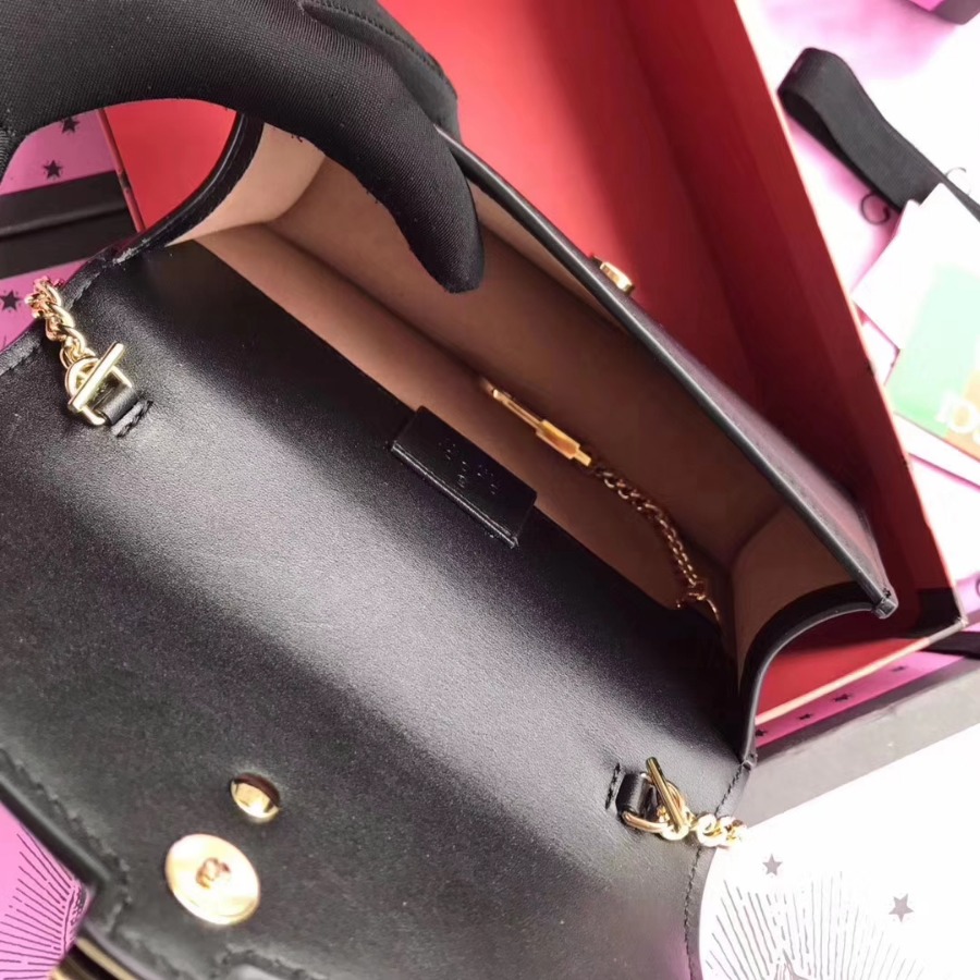 GUCCI Sylvie leather mini chain bag, 494642, Chain shoulder strap with 23.5 inches drop