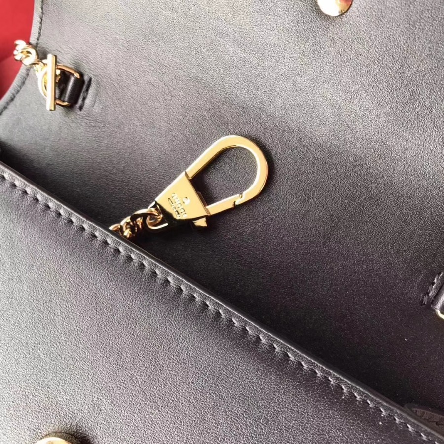GUCCI Sylvie leather mini chain bag, 494642, Chain shoulder strap with 23.5 inches drop