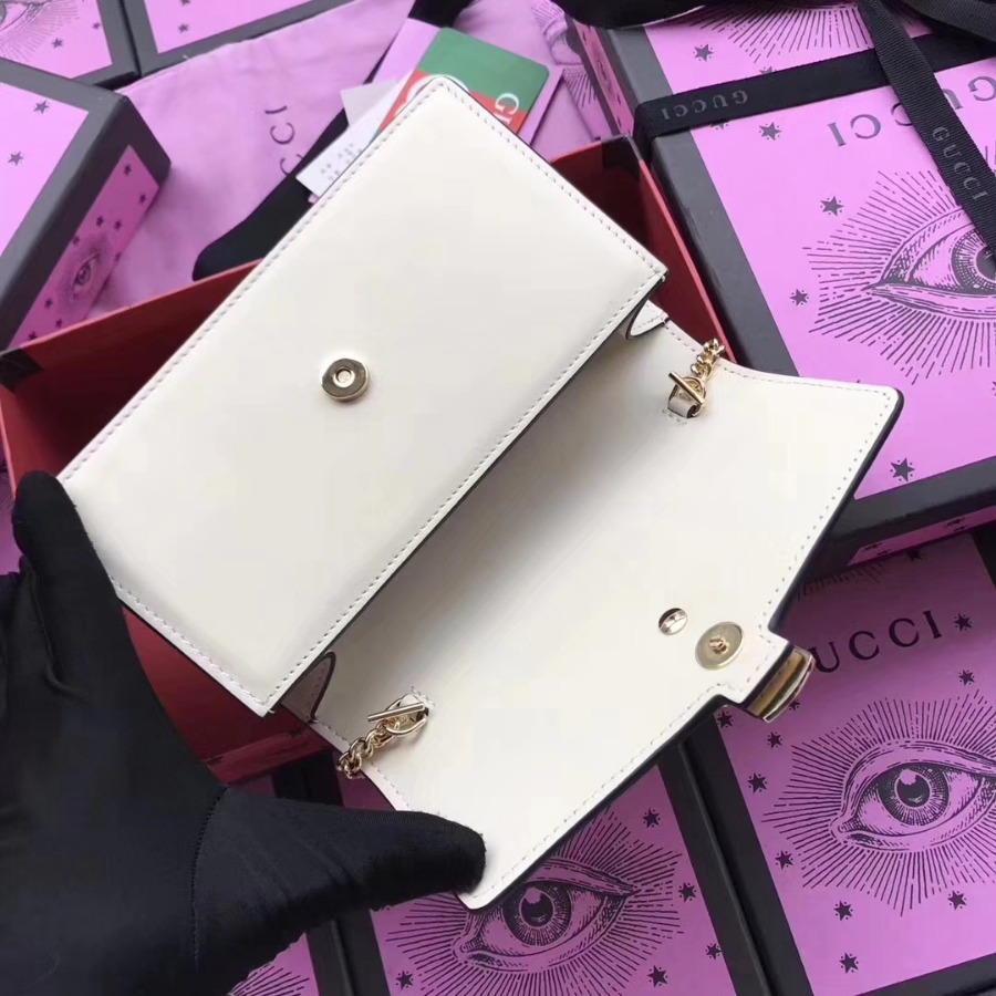 GUCCI Sylvie leather mini chain bag, 494642, Chain shoulder strap with 23.5 inches drop