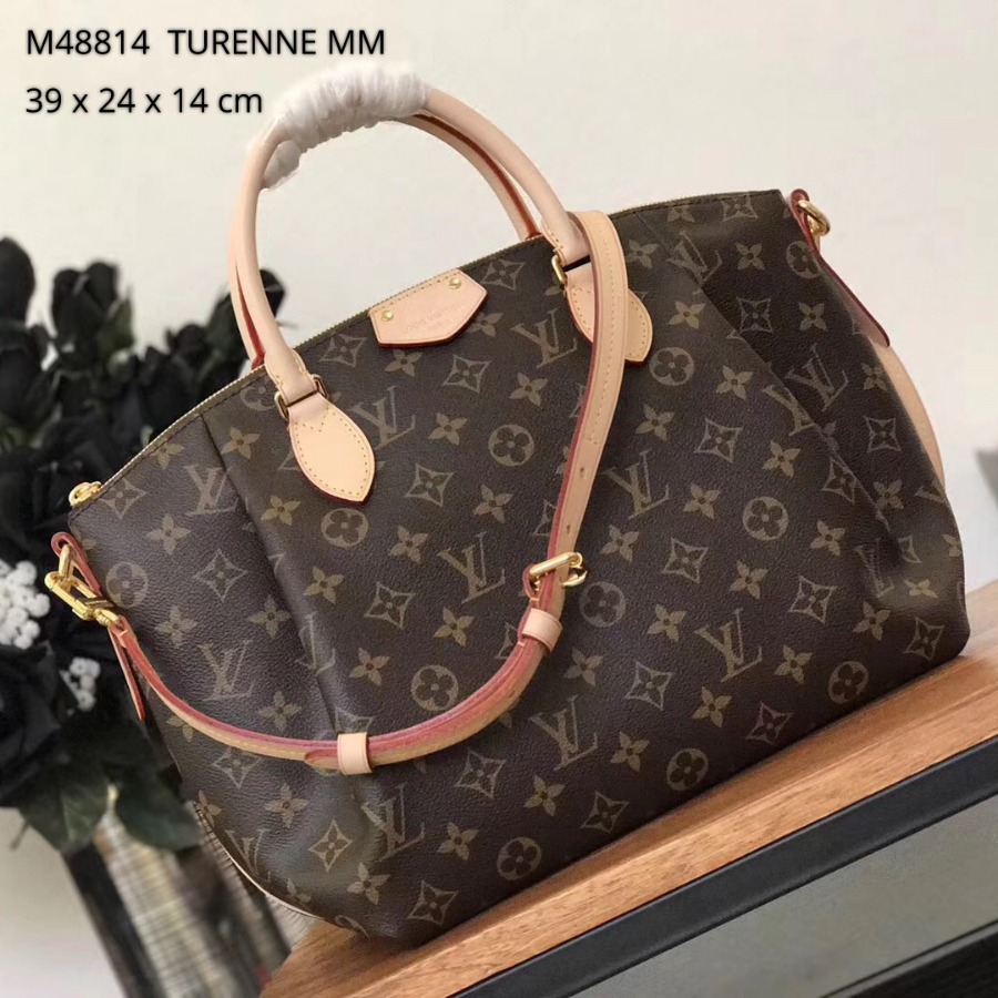 M48814, TURENNE MM, Louis Vuitton LV Handbags, 15.4 x 9.4 x 5.5 inches 